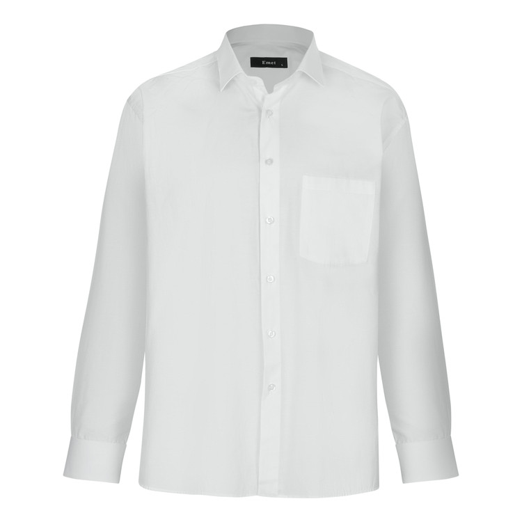 پیراهن آستین بلند مردانه مدل سفید ساده کد PB0003