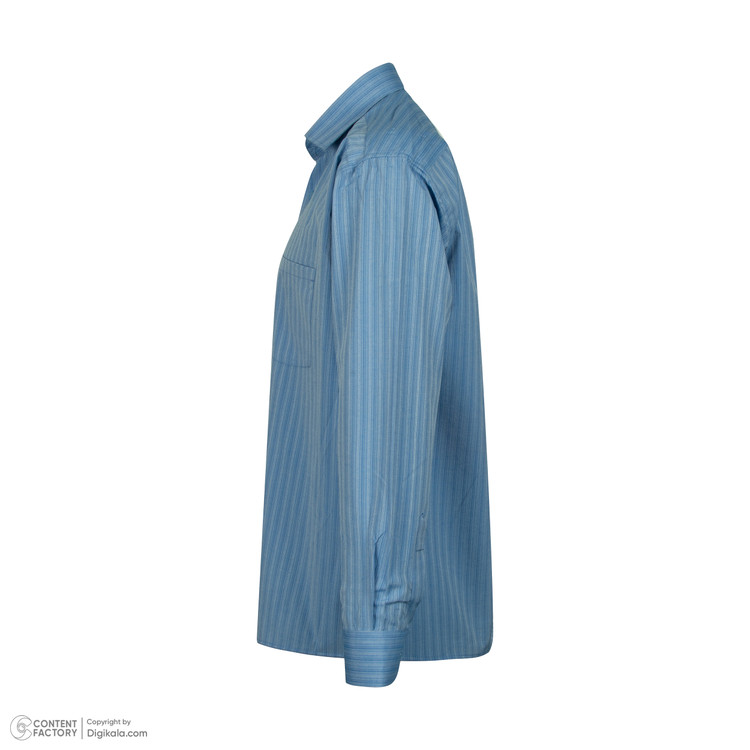 پیراهن تترون آستین بلند مردانه مدل آبی روشن راه راه کد PB0004