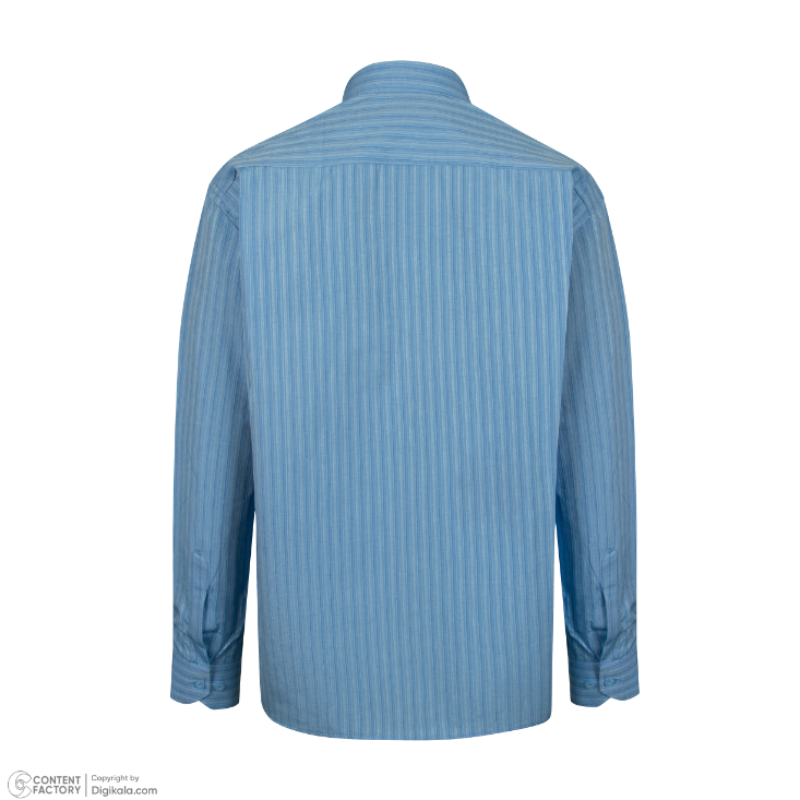 پیراهن تترون آستین بلند مردانه مدل آبی روشن راه راه کد PB0004