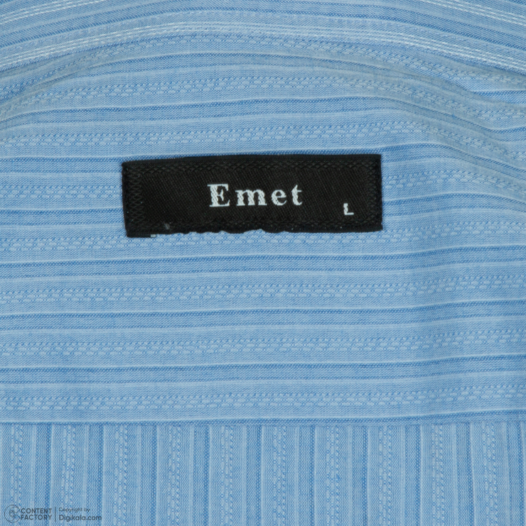 پیراهن تترون آستین بلند مردانه مدل آبی روشن راه راه کد PB0004