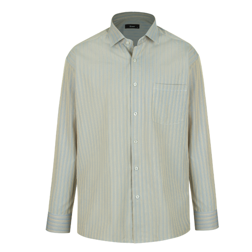 پیراهن تترون آستین بلند مردانه مدل بژ راه راه کد PB0004