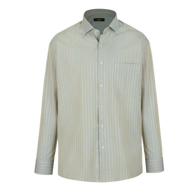 پیراهن تترون آستین بلند مردانه مدل بژ راه راه کد PB0004