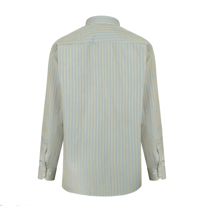 پیراهن تترون آستین بلند مردانه مدل بژ راه راه کد PB0004