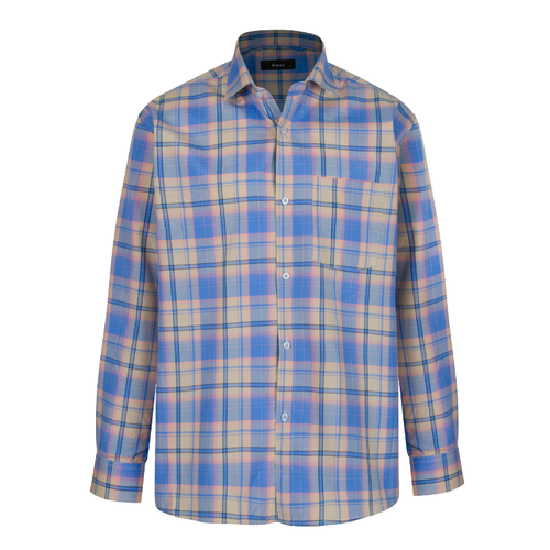 پیراهن آستین بلند مردانه مدل آبی چهار خونه کد PB0009