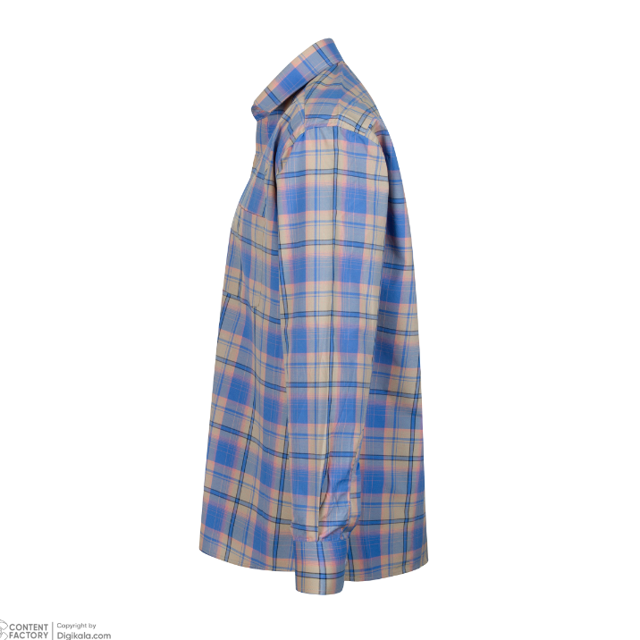 پیراهن آستین بلند مردانه مدل آبی چهار خونه کد PB0009