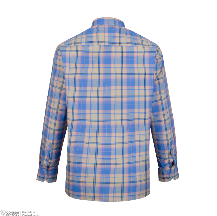 پیراهن آستین بلند مردانه مدل آبی چهار خونه کد PB0009