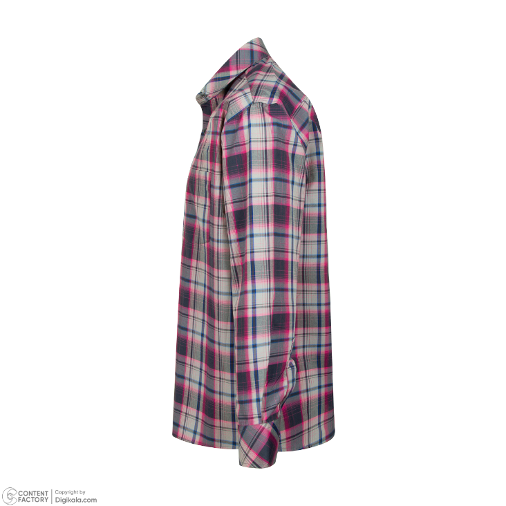 پیراهن آستین بلند مردانه مدل صورتی چهار خونه کد PB0009