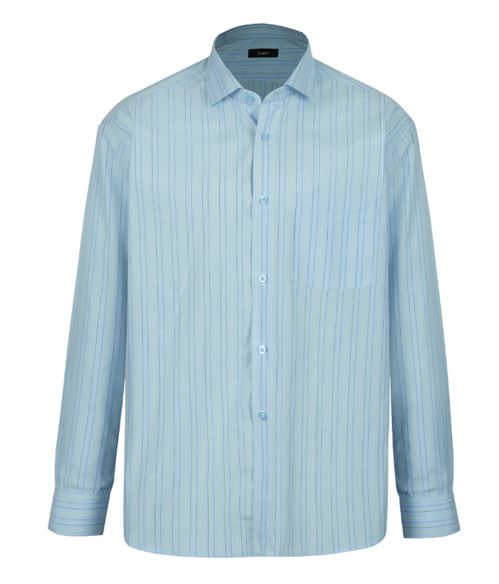 پیراهن آستین بلند مردانه مدل آبی روشن راه راه کد PB0002