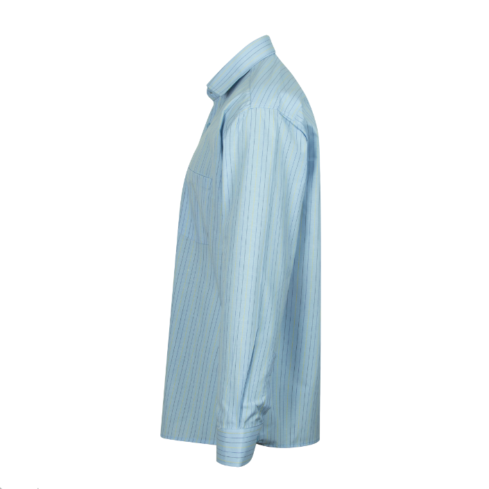 پیراهن آستین بلند مردانه مدل آبی روشن راه راه کد PB0002