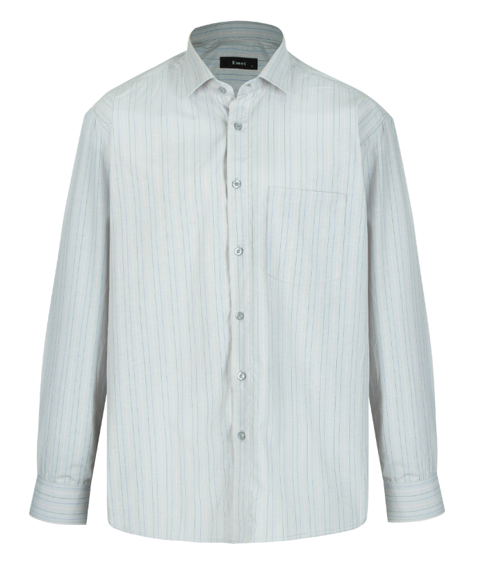 پیراهن آستین بلند مردانه مدل طوسی روشن راه راه کد PB0002