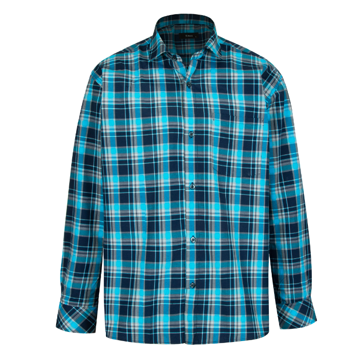 پیراهن آستین بلند مردانه مدل آبی چهار خونه کد PB0010