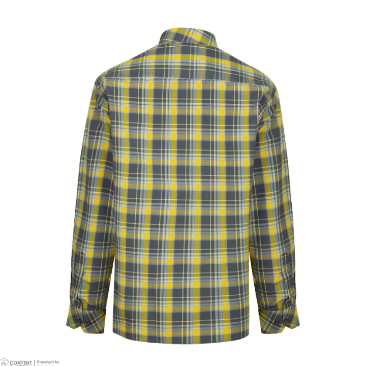 پیراهن آستین بلند مردانه مدل زرد چهار خونه کد PB0010