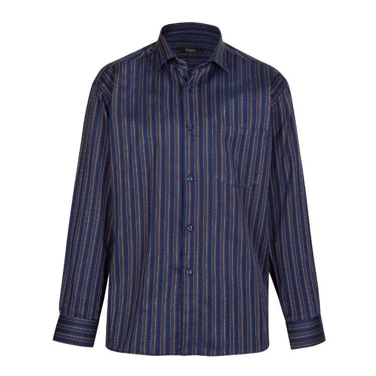 پیراهن آستین بلند مردانه مدل سرمه ای راه راه کد PB0011