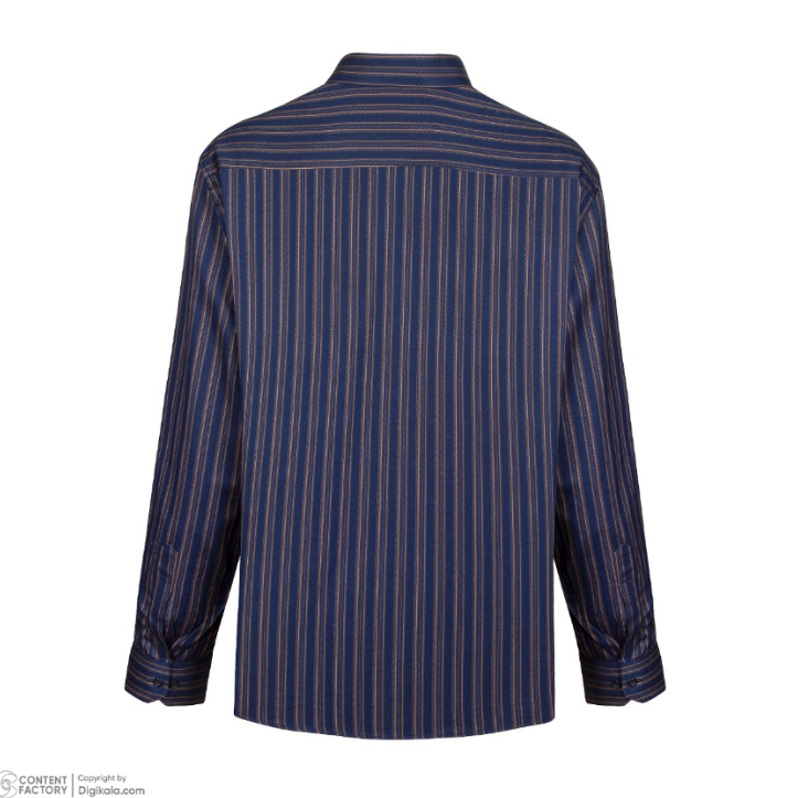 پیراهن آستین بلند مردانه مدل سرمه ای راه راه کد PB0011