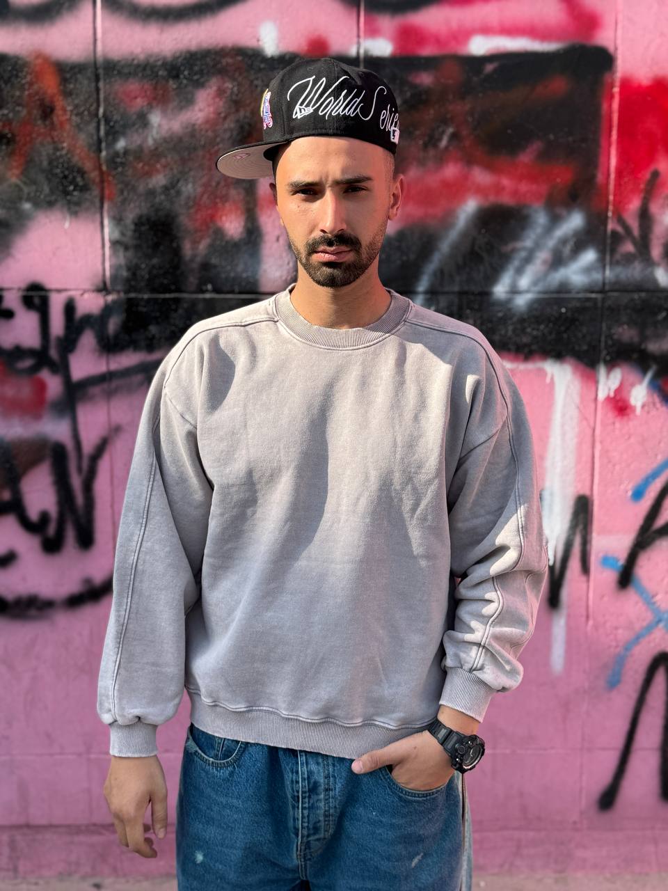 تصویر دورس طوسی سنگشور بیسیک ساده پنبه 3 نخ کرکی کد dors0015 