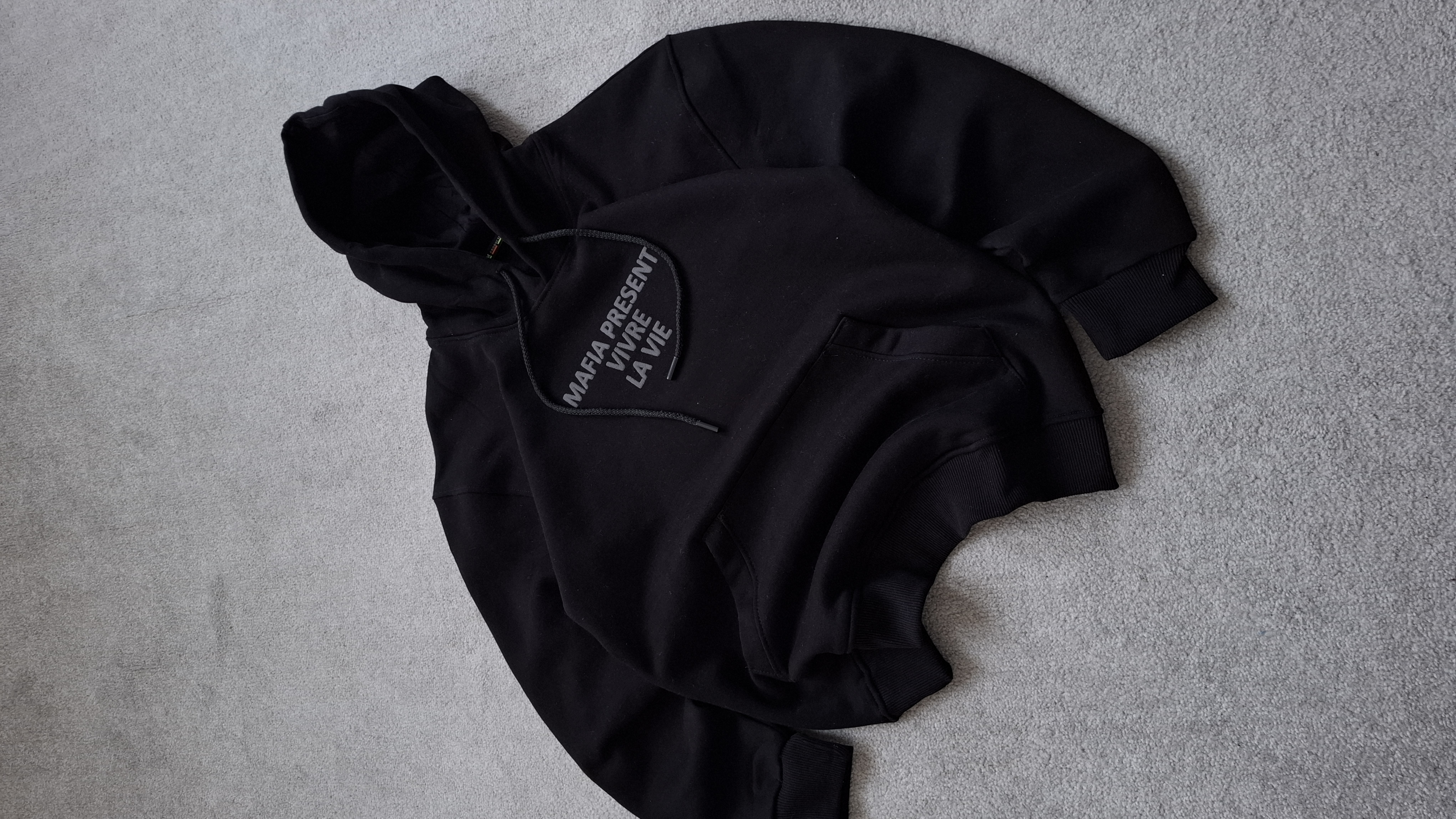 تصویر هودی مشکی مافیا 3 نخ پنبه قواره باکسی کد HOD0003 